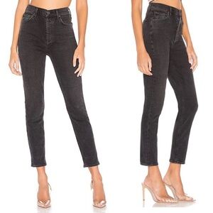 NWOT AGOLDE Nico High-Rise Slim Cropped Jeans in Virtu Black Washed Denim 27